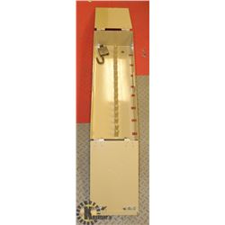 METAL LOCK BOX W/ LOCK AND KEY.