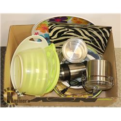 LARGE BOX W/ LARGE FANCY GLASS BOWLS,