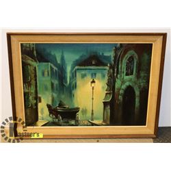 LARGE HORSE CARRIAGE PAINTING