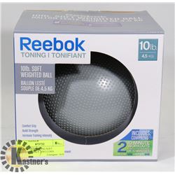 REEBOK 10LB TONING SOFT WEIGHTED BALL , INCLUDES