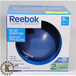 REEBOK 8LB SOFT WEIGHTED BALL ONING, 2-10 MIN