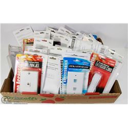 FLAT OF WALL JACKS, ASSORTED CORDS, AND MORE