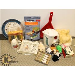 ESTATE BOX INCLUDING ELECTRIC KETTLE, DUST PAN,