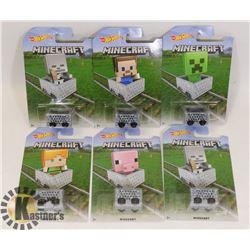 LOT OF 6 MINECRAFT HOT WHEELS
