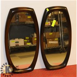 LOT OF 2 BROWN OVAL MIRROR.