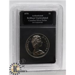 1970 CANADA  AUTHENTICATED SILVER  1 DOLLAR