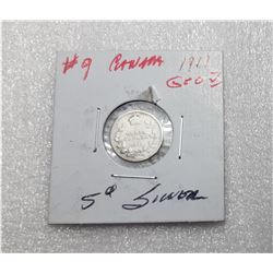 3)  CANADIAN 5 CENT 1911 COIN