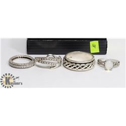 LOT OF 4 STERLING SILVER RINGS INCL - ENGAGEMENT