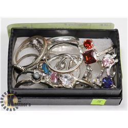 9 STYLISH STAINLESS STEEL RINGS (HEART, ROUND,