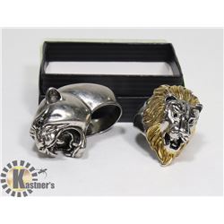 LION AND TIGER MEN STAINLESS STEEL RINGS SIZE