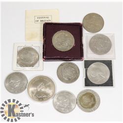 LOT OF VARIOUS WORLD COMMEMORATIVE CROWN COINS