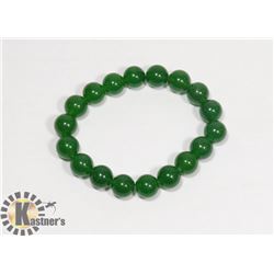 #74-GREEN JADE BEAD BRACELET 10mm/7.5"