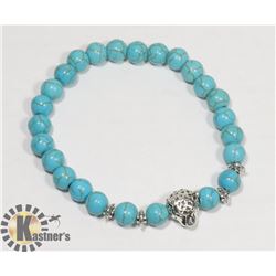 #71-BLUE TURQUOISE BEAD BRACELET  8mm/7.5"