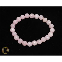 #79-PINK ROSE QUARTZ BEAD BRACELET 8mm/7.5"