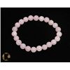 Image 1 : #79-PINK ROSE QUARTZ BEAD BRACELET 8mm/7.5"