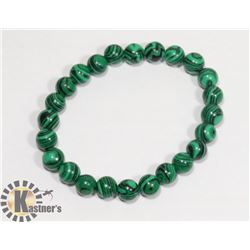 #82-GREEN MALACHITE BEAD BRACELET 8mm/7.5"