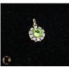 Image 1 : #35-GREEN PERIDOT & CZ PENDANT