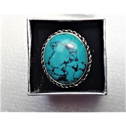 19)  OVAL TURQUOISE STATEMENT RING