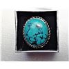 Image 1 : 19)  OVAL TURQUOISE STATEMENT RING