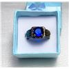 Image 1 : 14)  BLUE SAPPHIRE SET IN 18K RAINBOW