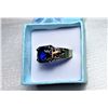 Image 2 : 14)  BLUE SAPPHIRE SET IN 18K RAINBOW