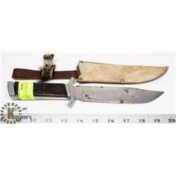 VINTAGE HUNTING KNIFE WITH FUR SHEATH