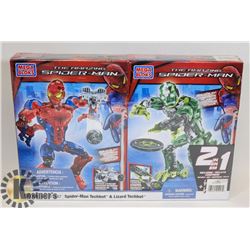 NEW THE AMAZING SPIDERMAN TECHBOT AND LIZARD TECHBOT MEGA BLOKS, 2 IN 1.