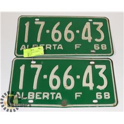 1968 MATCHING PAIR ALBERTA LICENCE PLATES