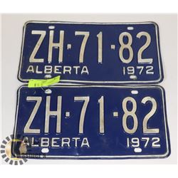 1972 MATCHING PAIR ALBERTA LICENCE PLATES
