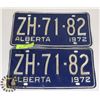 Image 1 : 1972 MATCHING PAIR ALBERTA LICENCE PLATES