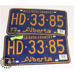 1973 MATCHING PAIR ALBERTA LICENCE PLATES