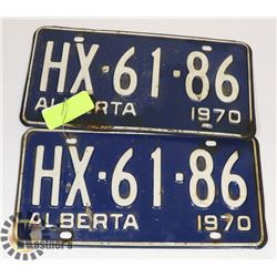 1970 MATCHING PAIR ALBERTA LICENCE PLATES