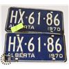 Image 1 : 1970 MATCHING PAIR ALBERTA LICENCE PLATES