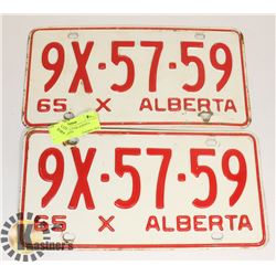 1965 MATCHING PAIR ALBERTA LICENCE PLATES