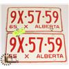 Image 1 : 1965 MATCHING PAIR ALBERTA LICENCE PLATES