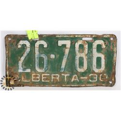 1930 ALBERTA LICENCE PLATE