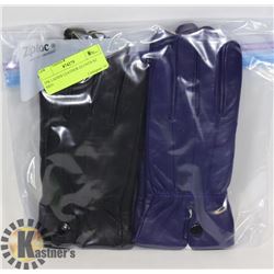 2PK LADIES LEATHER GLOVES SZ MED