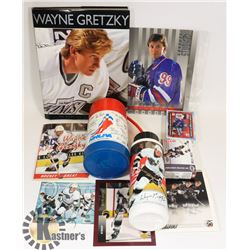 WAYNE GRETZKY BIO, WATER BOTTLE, 8X10 DONRUSS
