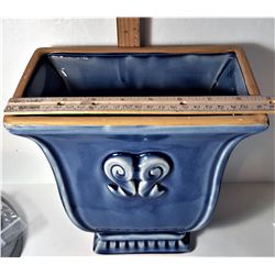 9)  COBALT BLUE CERAMIC VASE/PLANTER