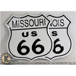 2 METAL ROUTE 66 SIGNS
