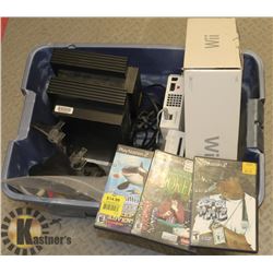 BIN WITH 3 NINTENDO WII CONSOLES, 2 PLAYSTATION 2