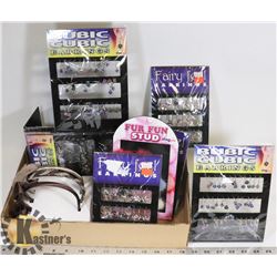 DISPLAY OF EARRINGS - ALL FACTORY SEALED.