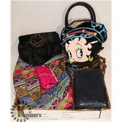 BOX OF PURSES INCL BETTY BOOP.