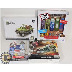 BOX OF TECH DECK, HALO, MODEL MINISO 3D PUZZLE CAR