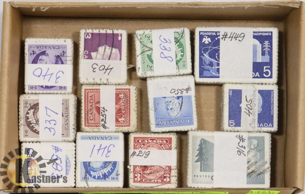 12 X 100 BUNDLED & CATALOGUED OLD CANADIAN STAMPS