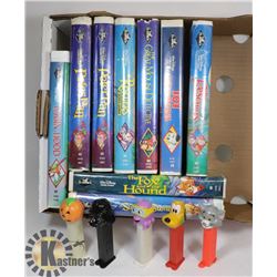 5 VINTAGE PEZ DISPENSERS & 9 BLACK DIAMOND COLLECTOR SERIES DISNEY VHS.