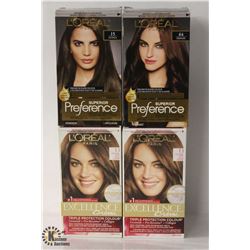 2 BOXES OF ASSORTED COLOR L'ORÉAL PREMIUM HAIR COLOUR & 2 BOXES OF L'ORÉAL EXCELLENCE CRÈME  LIGHT G