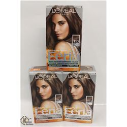 3 BOXES OF L'ORÉAL FERIA HAIR COLOUR COOL MEDIUM BROWN