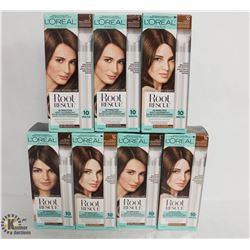 7 BOXES OF L'ORÉAL ROOT RESCUE ASSORTED SHADES.