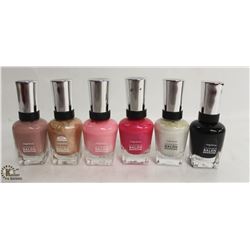 6 BOTTLES OF SALLY HANSEN COMPLETE SALON MANICURE POLISH. 14.7ML PER BOTTLE